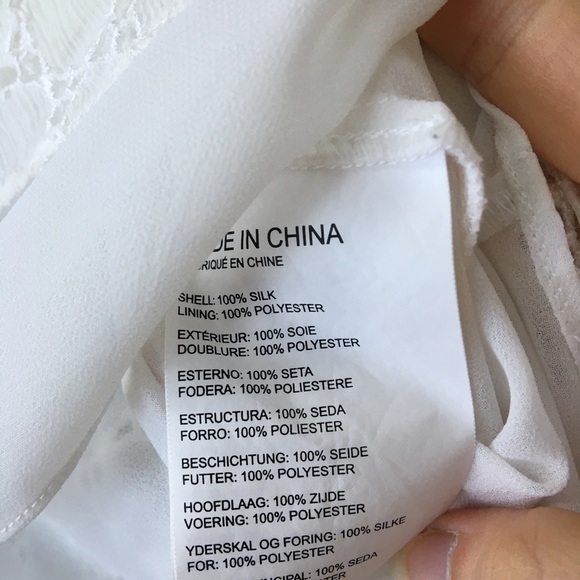 SILK Club Monaco ruffle puff sleeve embroidered white top, Size Small, E… - Picture 7 of 7